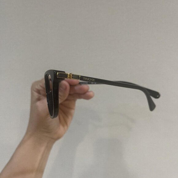 Swarovski Women's Eyeglasses Shiny Black Cat Eye Plastic Frame Sk2003 - Picture 2 of 7